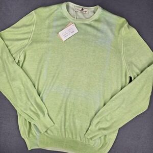 Gentlemen's Corner‎ Sweater Mens Large Green Cotton Crewneck Pullover Made Italy